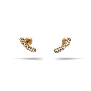 Chloe + Isabel Pavé Curved Bar Gold Stud Earrings